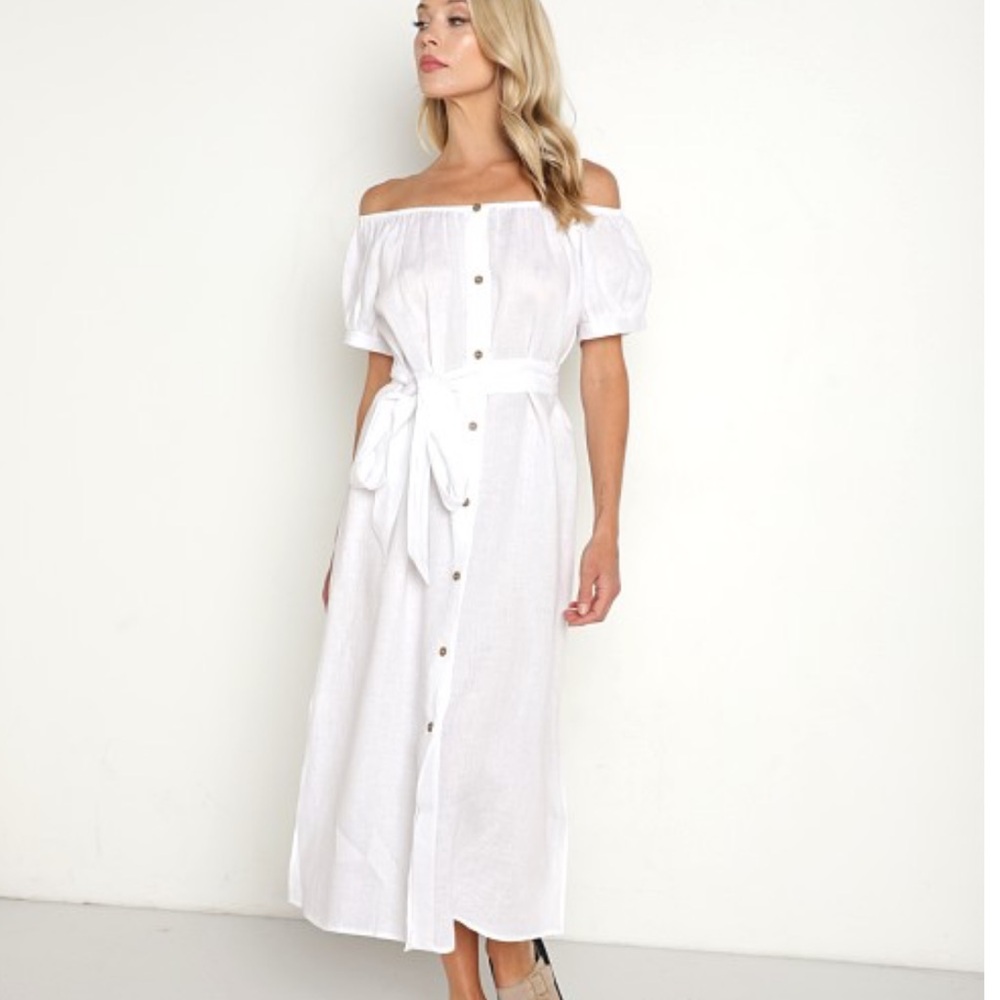 Eberjey Harper Linen off shoulder dress size L